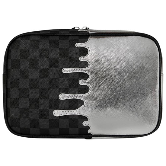 Sprayground Νεσεσέρ Silver Side Drip Black Check Toiletry Brick Bag